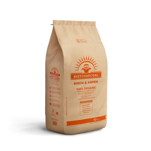Berken en Aspen houtskool 10kg.