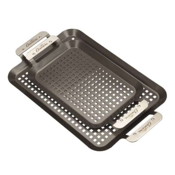 Grillplaat RVS non-stick 2-delig
